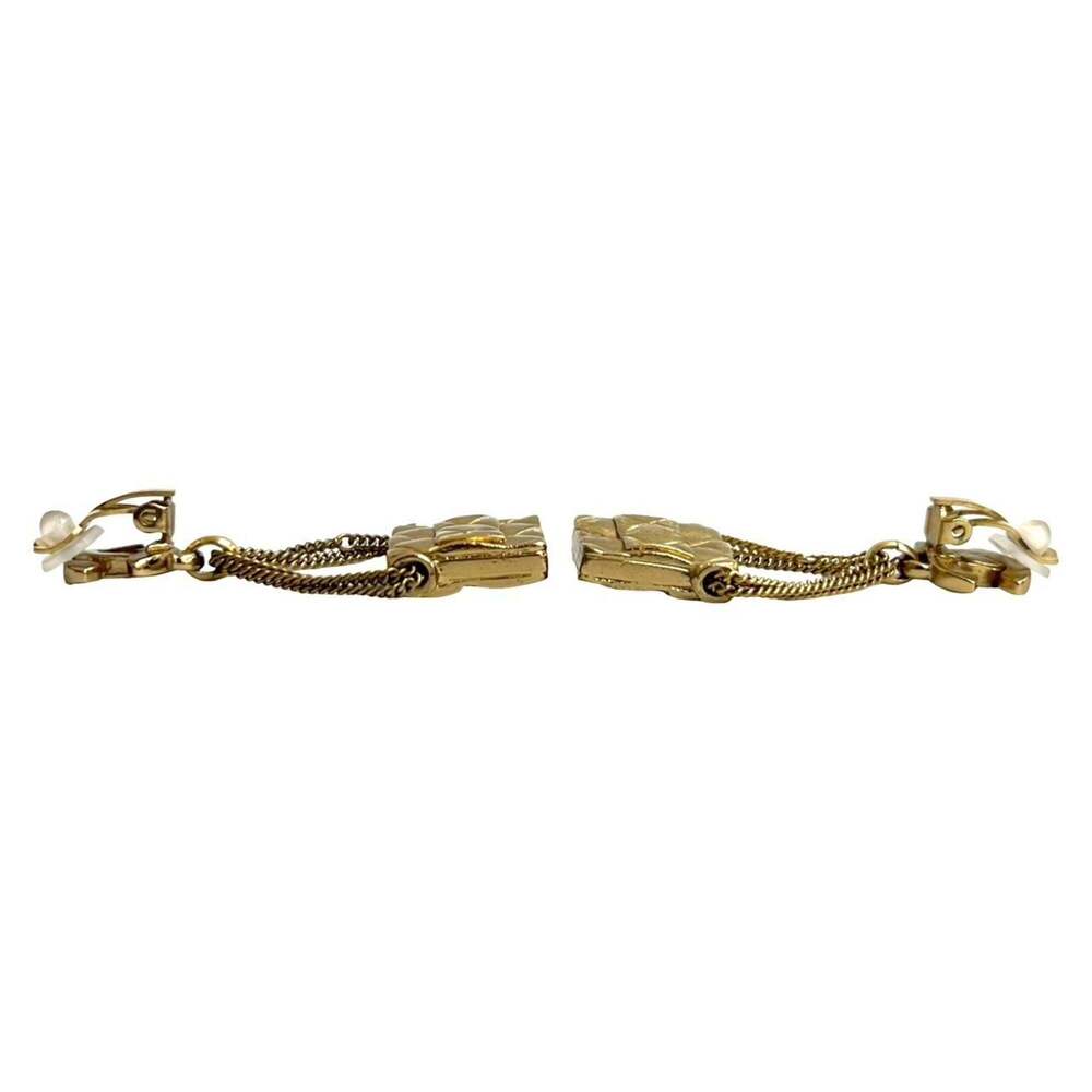 CHANEL Authentic Gold Logo Earrings - Picture 3 of 7